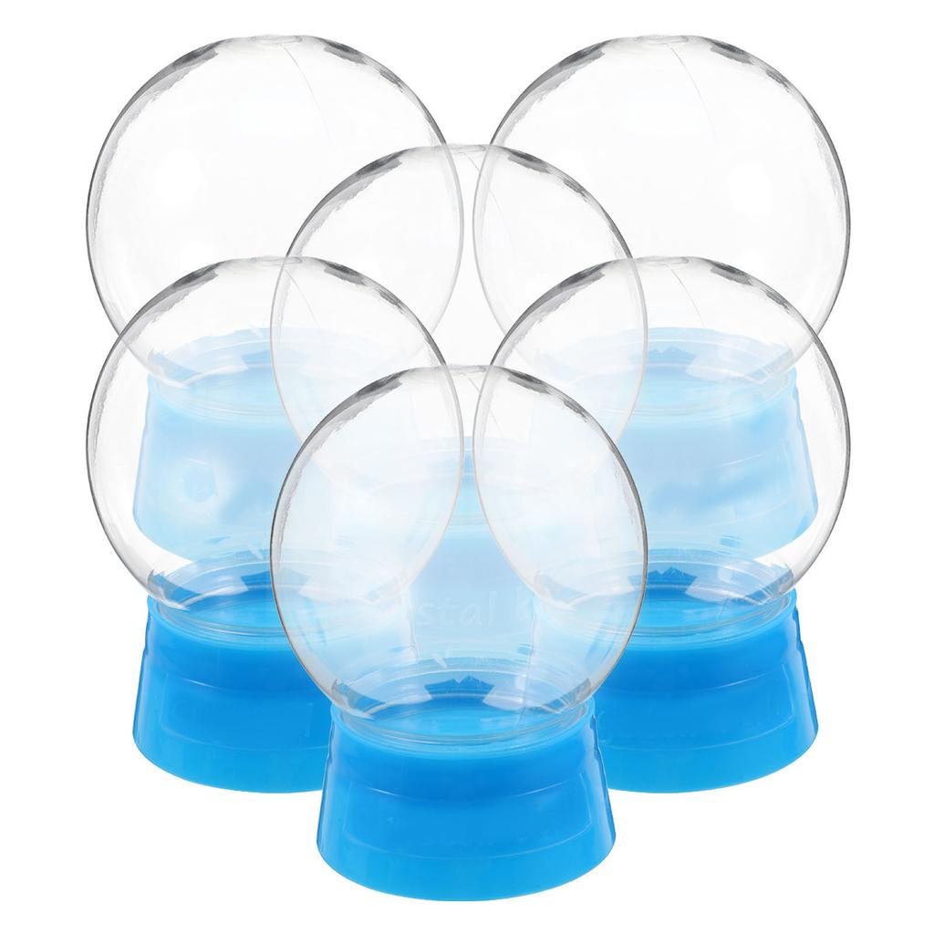 6Pcs Empty DIY Snow Globe Plastic Round Transparent 270Ml Water Globe Screw Cap Christmas Home Craft Decoration Supplies