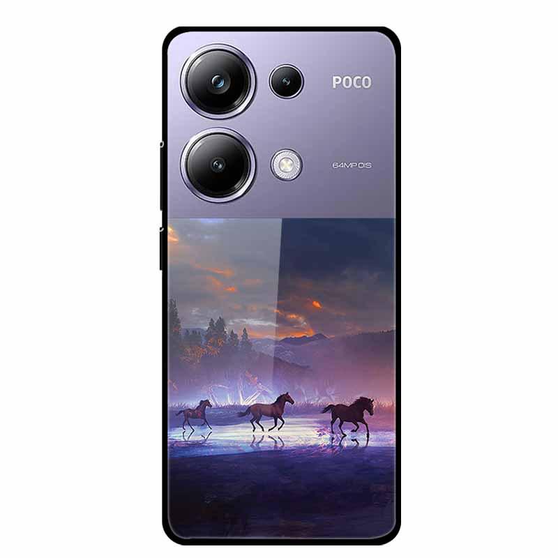 Colorful Aesthetic Tempered Glass Phone Case for Redmi 12 5G & POCO M6 PRO