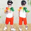 2 Pezzi Stile Hiphop Bambino Ragazzo Maglietta a Maniche Corte Top Pantaloni con Elastico in Vita Outfit