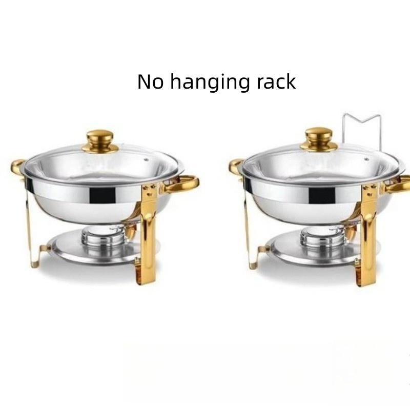 Alcohol Stove Large Capacity Circular Gold-plated Insulated Heating Furnace Hotel Restaurant Stainless Steel Buffet Stove