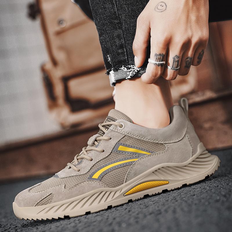 Summer Men Sandals Handmade Genuine Leather Shoes Man Outdoor Antiskid Beach Sandals Breathable Mesh Shoes Men Sandals Lightwei