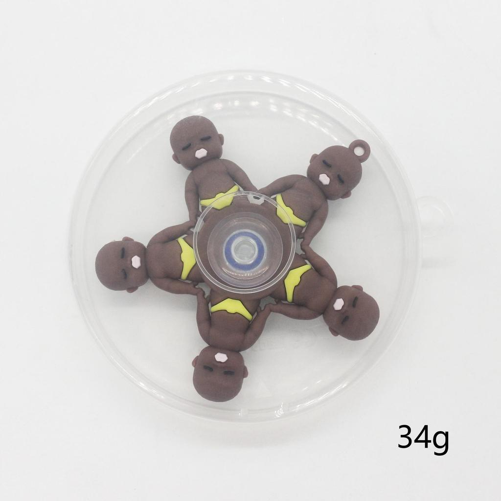 Five-Bead Fidget Spinner with Soft Rubber & Wooden Stick - Mythical Creatures Stress Relief Toy