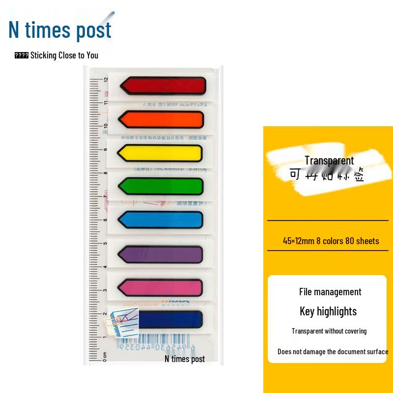 STICKN 34035 Fluorescent Transparent Arrow Index Tabs