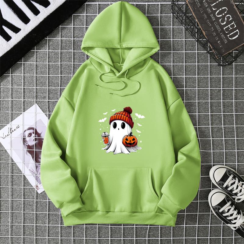 Women's Fashion Tops Casual O-neck Halloween Print Long Sleeve Loose Pullover Shirts, Creative Halloween Theme Printed Hoodie