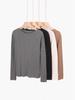 Women's Autumn Long-Sleeve Merino Wool Knit Top - Solid Color, Seamless, Round Neck T-Shirt