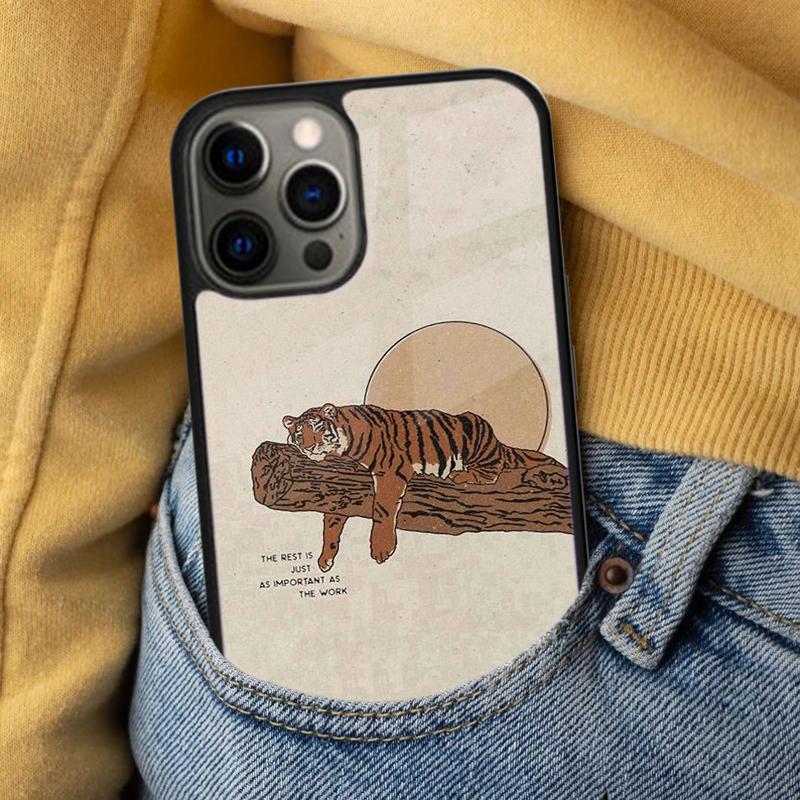 Japanese Tiger Soft Phone Case for iPhone 17 Air 16e Pro max 15 Pro 13 14 Plus 11 12 MagSafe Magnetic Coque