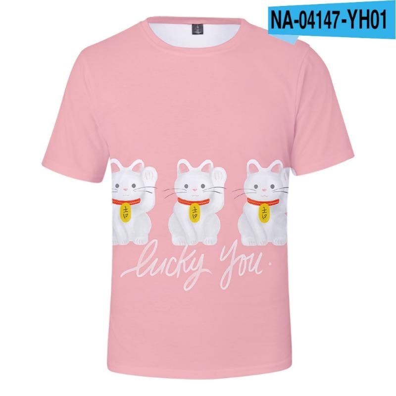 Children's Cat Adult 3D Printed Short Sleeve Men's Street Trend 3D Color Printed Short Sleeve T-shirt Tops & T-shirts (men’s)