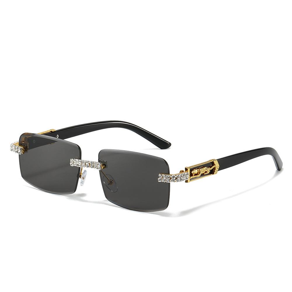Luxe Strass Zonnebril Dames Heren Feest Rechthoekig Flits Cheetah Diamant Uv400 Zonnebril