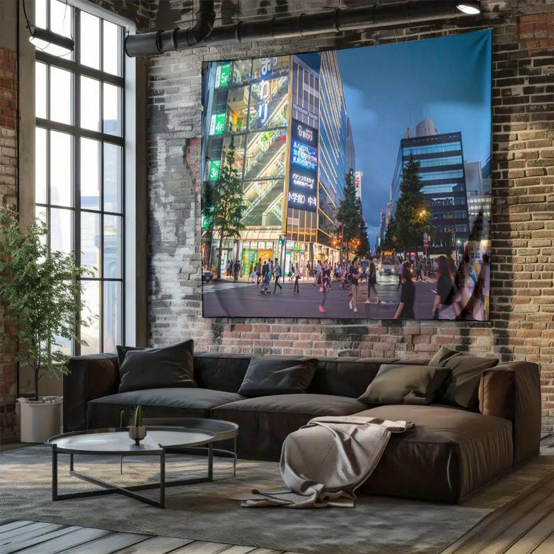 Glittering Chunxi Road Night View Tapestry  Urban Style Art for Home Decor