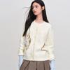 Ledian Women's 3D Plush Rabbit Knit Cardigan