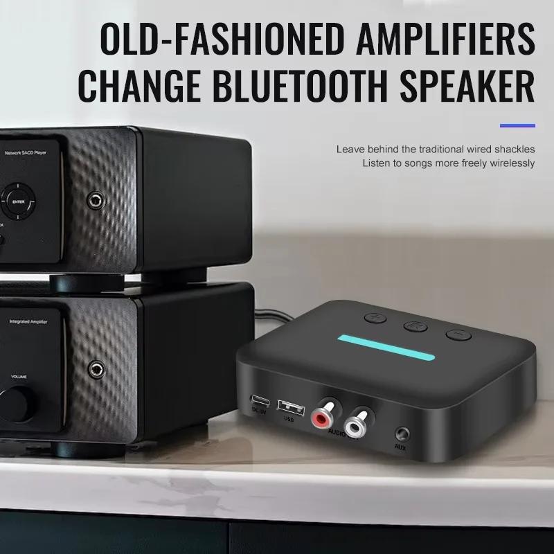 Adaptador Bluetooth 5.0 Receptor de Áudio Sem Fio Estéreo 3.5mm Aux R/LC RCA Suporte para Reprodução de U-disk