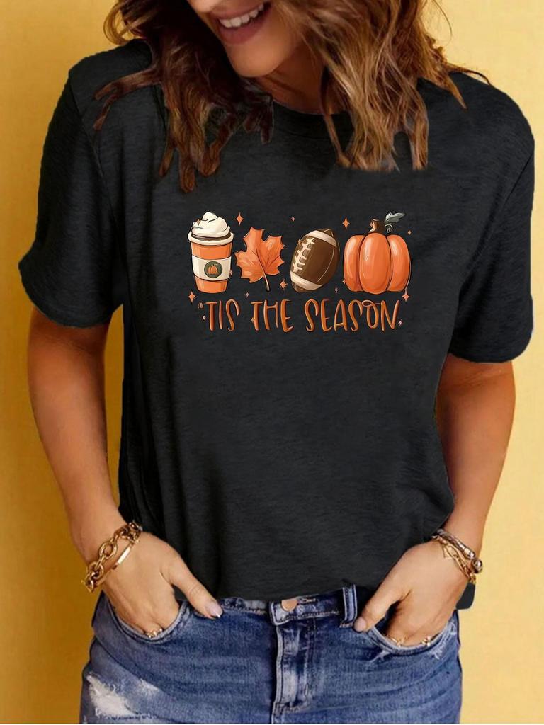 Sommer Damen Bedrucktes Rundhals Kurzarm T-Shirt - Lässige Mode