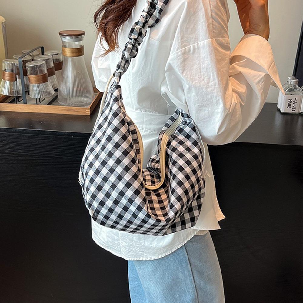 

Korean Crossbody Bag Plaid Handbags Fashion Hobos Shoulder Bag Spring Summer чёрный