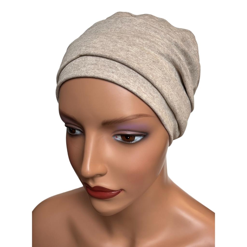 Iryda Light Beige Turban Sweater Hat Autumn-Winter Also After Chemotherapy