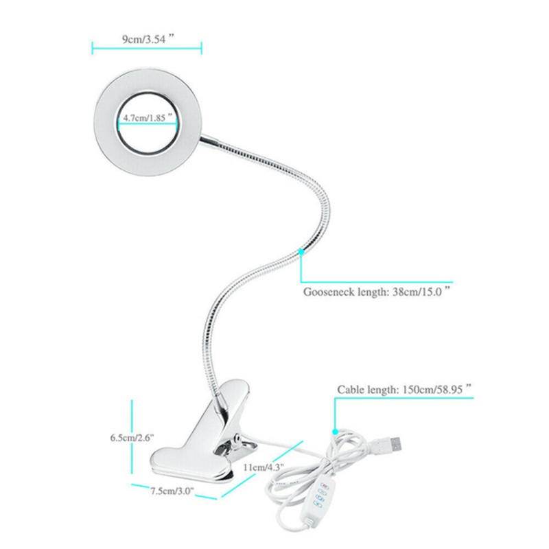 Dimmable Flexible USB Reading Lamp Next to Office Desk (Silver)
