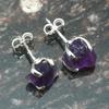 Purple Color Amethyst Rough Gemstone Stud Earrings, 925 Sterling Silver, Stud Earrings, Handmade Stud Earring Jewelry, Gift for Easter