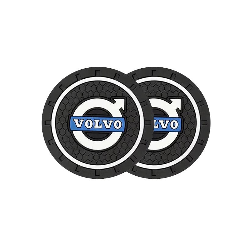 zpebr9 2Pcs Car Coaster Non-Slip Silicone Mat Auto Interior Anti-Slip Cup Pad For Volvo XC90 XC60 C30 T6 S60 C70 XC40 V40 XC70 V70 V60