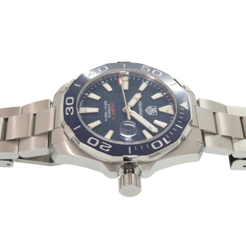 Used AUTHENTIC TAG HEUER WAY211C Aqua Racer Caliber 5 Blue SS Automatic Wristwatch