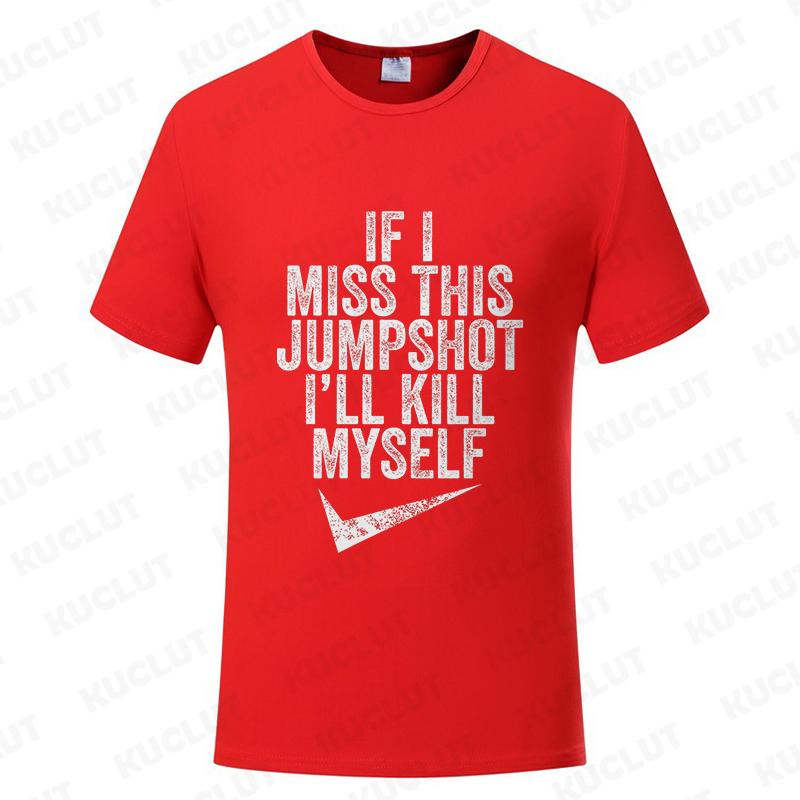 Lustig Wenn ich diesen Jumpshot verfehle, bringe ich mich um T-Shirt Grafik Streetwear Kurzarm Geburtstagsgeschenke Sommermode Herren T-Shirt