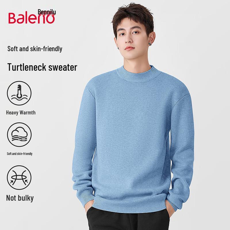 Baleno Men's Loose Fit Warm Semi-High Neck Knit Sweater