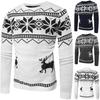 Neck O Mens Sweater Sweatshirt Deer Printed Winter Christmas Knitwear Pullover