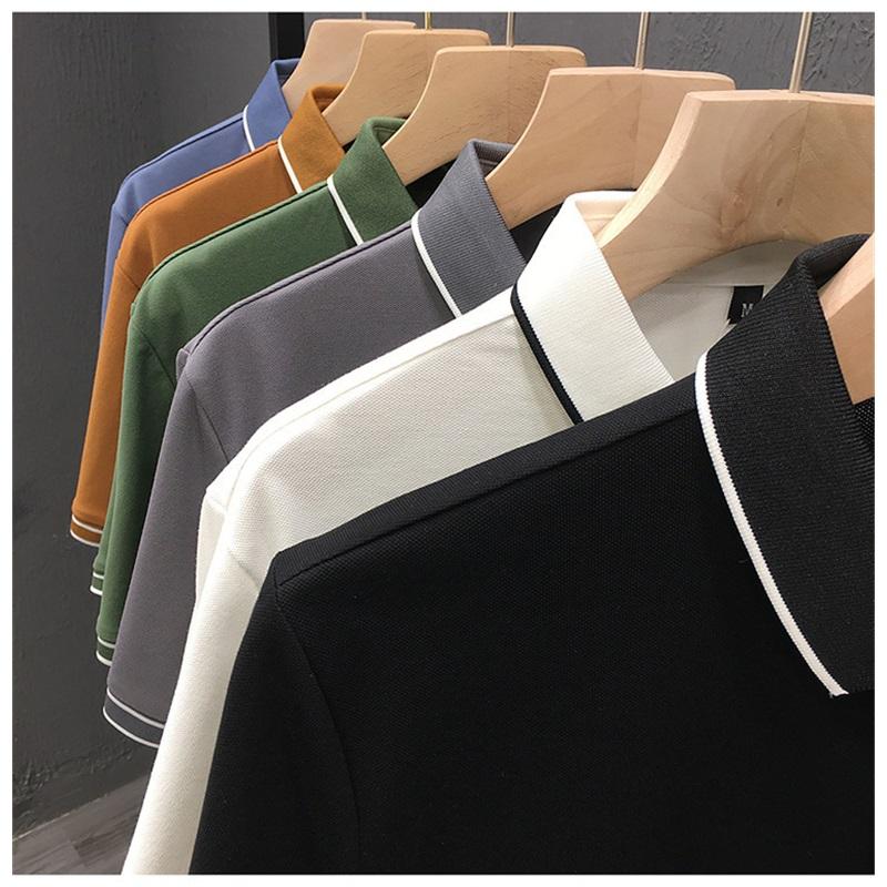 Summer Ice Silk Short Sleeve Polo Shirt For Men Contrast Trim Collar Business Casual Breathable And Quick-dry Cross-border Hot Sale
