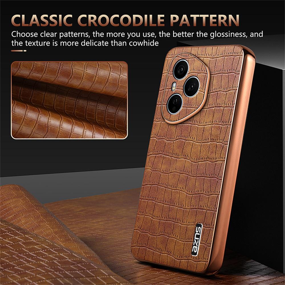 AZNS For Honor 400 Pro 5G (Global) Case Electroplating Crocodile Texture PU+TPU Phone Cover