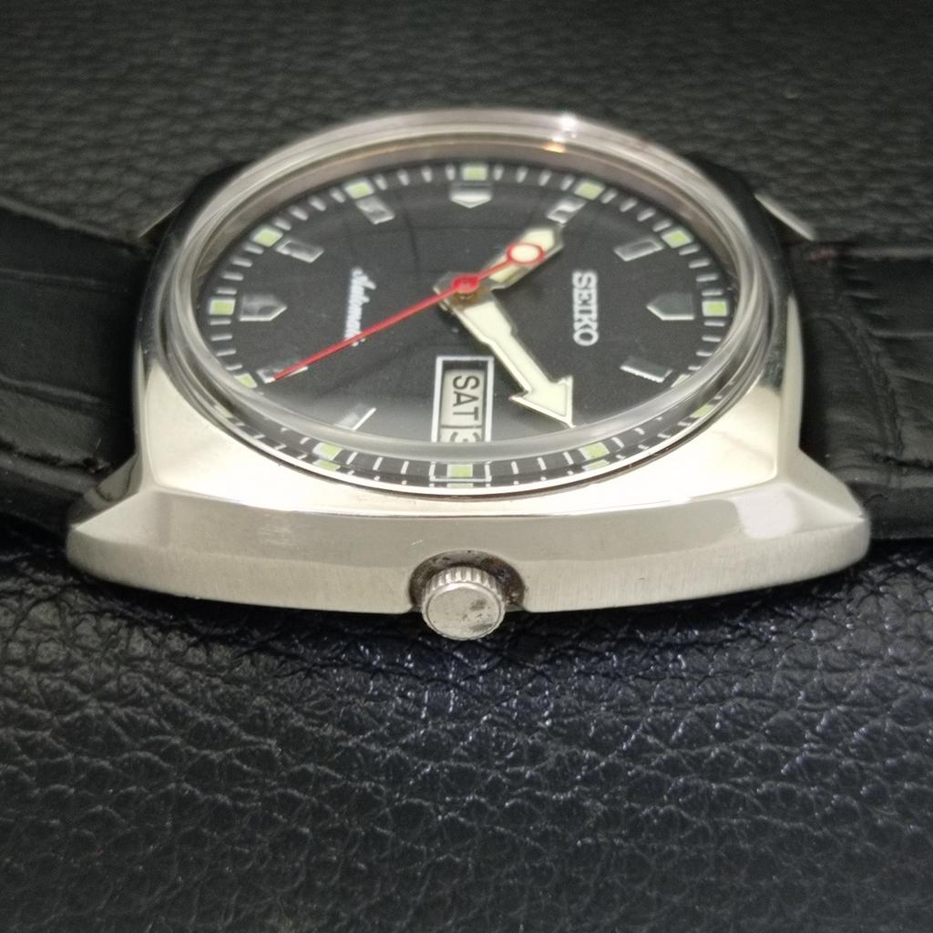 Seiko VINTAGE AUTOMATIK 6309A JAPAN HERREN SCHWARZES ZIFFERBLATT UHR a700549-5 R203-a700549