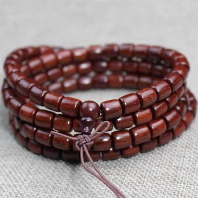 Sambia Blutsandelholz 108-Perlen Armband: Alte Rosenholz-Fassperlen Buddhistischer Gebetsschmuck für Männer & Frauen.