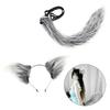 Wolf Tail Adjustable Belt Foxes Ears Hairband Plush Animal Tail Halloween Cosplay Accessories for Carnivals Parties