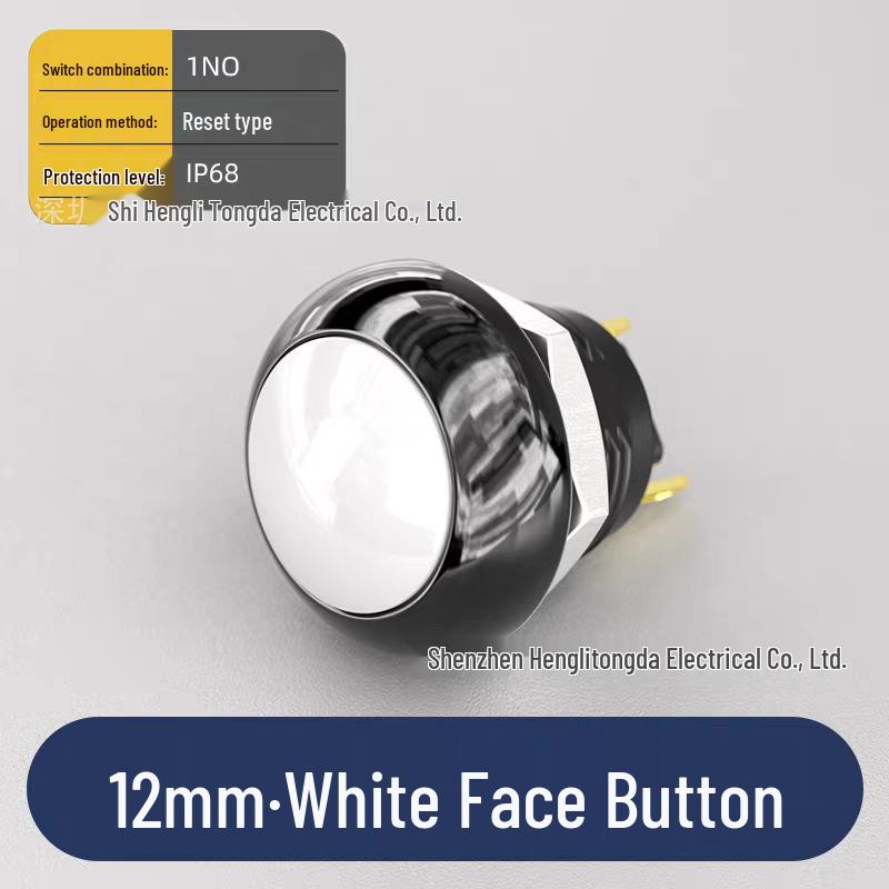 12mm IP68 Waterproof Reset Mini Power Button Switch, 24-220V