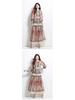 Elegant Classical Court Style Spring 2025 Printed Cinched-Waist Long Dress