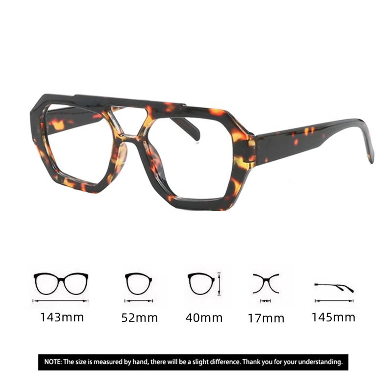 New Fashion Square Double Bridges Women'S Glasses Vintage Leopard Female Anti Blue Light Glasses Luxury Eyewear