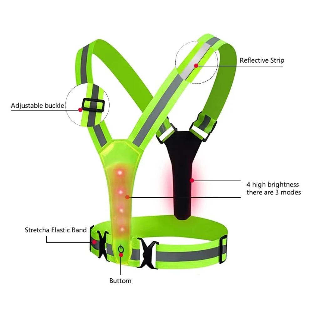 High Visibility Night Running Vest Adjustable Sports Vest  for  Night Warning Work Fishing