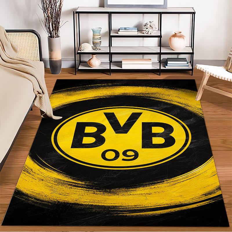 BVB 09 Logo Design Gelb und Schwarz Rutschfester Teppich geeignet für Wohnzimmer und Schlafzimmer Sofas.