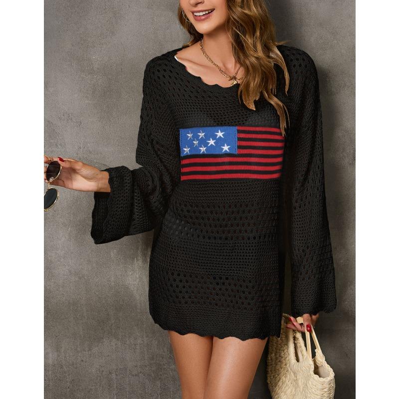 Women's Autumn and Winter Crew Neck Casual Printed Sweater