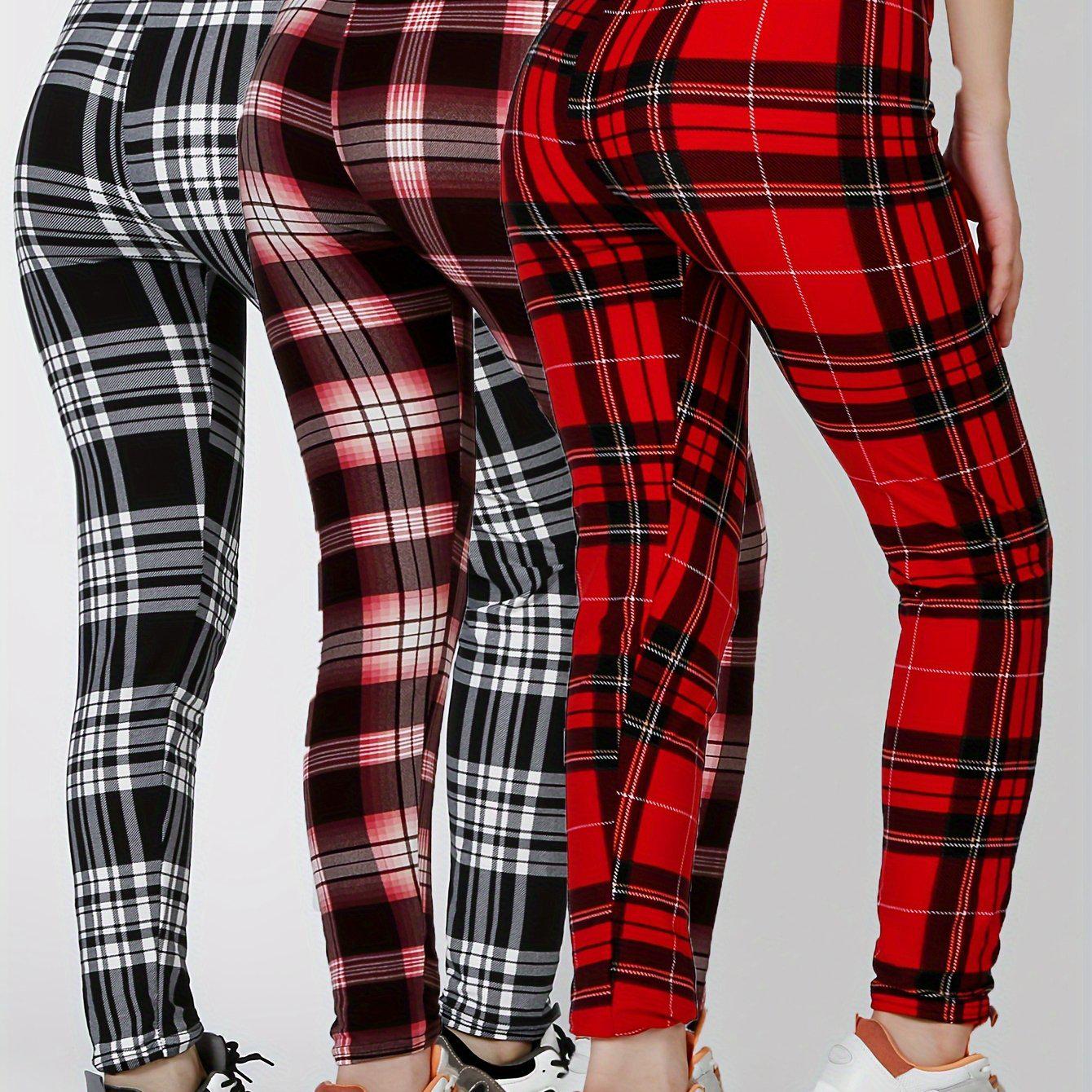 European Style Milk Silk Checkered Leggings 96620L S