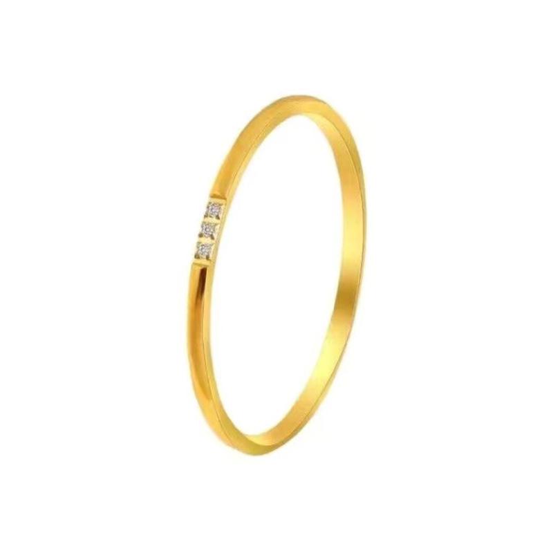 Korean Light Luxury Sparkling Diamond Gold Titanium Ring - Women's Index or Pinky Finger Jewelry