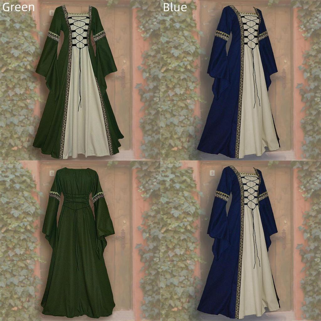 Mittelalterliches Burgfräulein Damen Überkleid Viktorianisches Kleid Kostüm in Weinrot