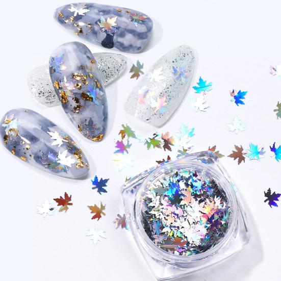 Glitter Gradient Maple Leaf Nail Art Sequins Applique Christmas Decor