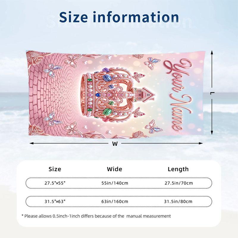 Butterfly Theme Beach Towel Personalized Custom Name & Text Soft Quick Dry Beach Towel for Swimming Travel