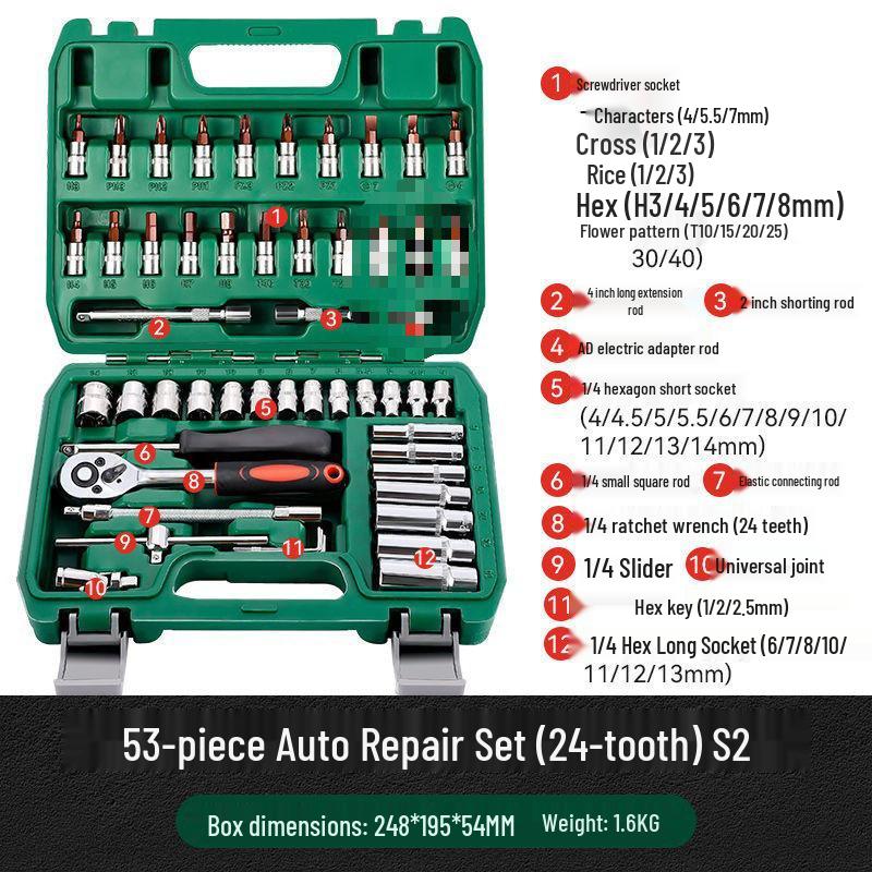 Car Repair Tool Set with Ratchet Wrench and Socket Tools