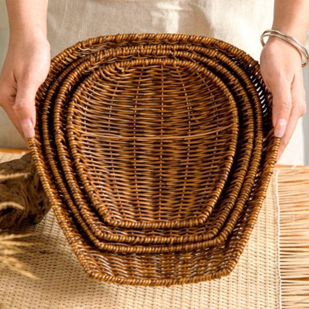 

Hardness Creative Rectangular Dustpan Handwoven Bread Fruit Vegetables Basket 19*5cm
