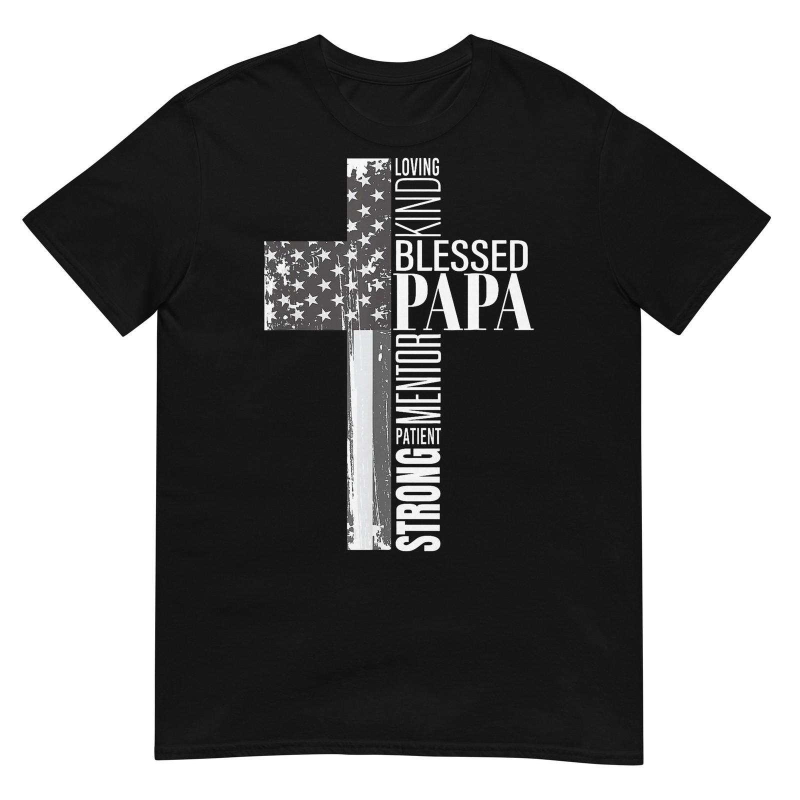 Vintage Christian Blessed Papa American Flag Fathers Day T-Shirt XXXXL
