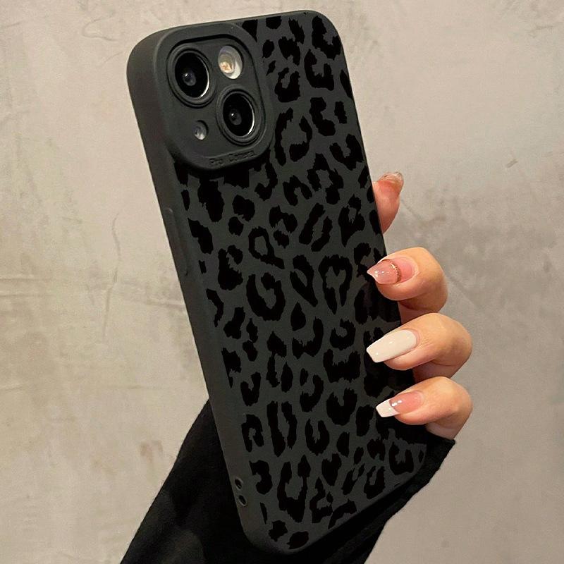 Fashion Black Leopard Phone Case For iPhone 16 15 14 13 12 11 Pro Max XS Max 7 8 Plus XS X SE 13promax Soft Shockproof Bumper Phone Back Case Cover
