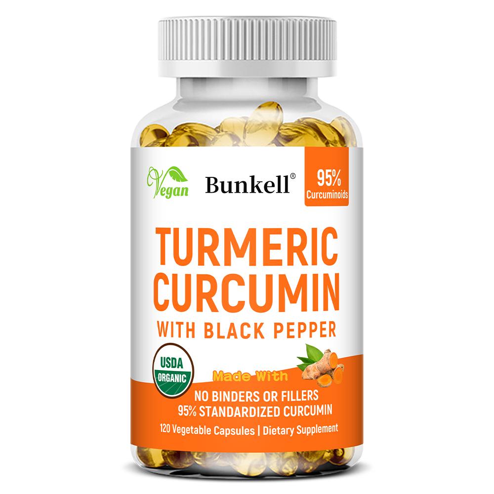Turmeric Curcumin with Black Pepper Extract, 120 Vegan Vegetable Capsules, Curcuminoids Dietary Supplement