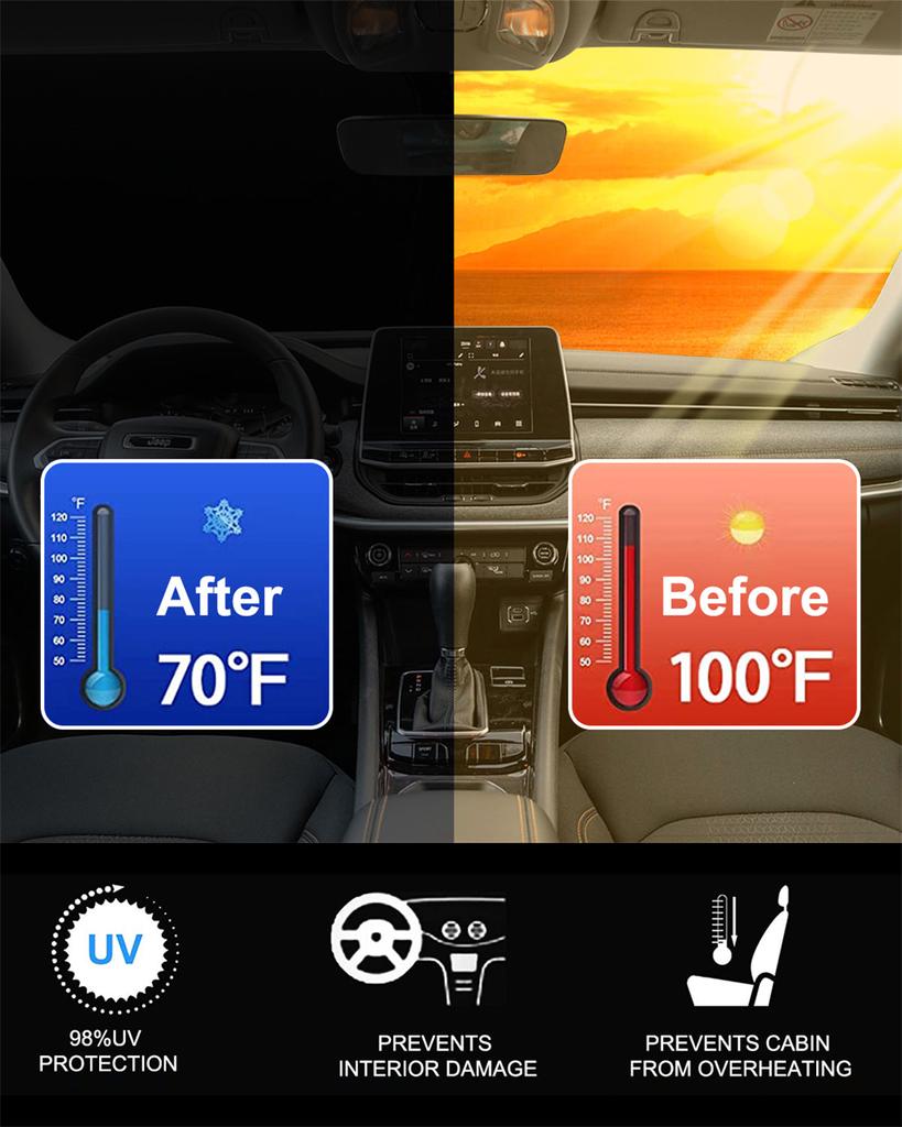 Windshield Sun Shade Accessories Sunshade Front Window Sun Visor Protector Foldable Blocks UV Rays For Jeep Compass 2017-2025