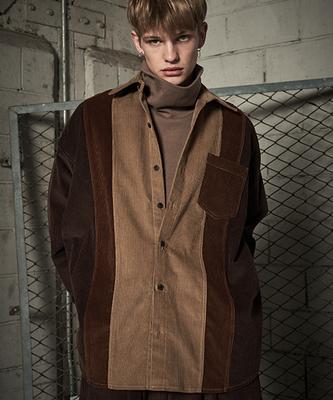 TENER Corduroy Color Scheme Overshirt Brown