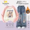 Zootopia Judy Autumn/Winter Girls' Two-Piece Set: Stylish Hoodie and Jeans for Trendy Medium To Older Children.