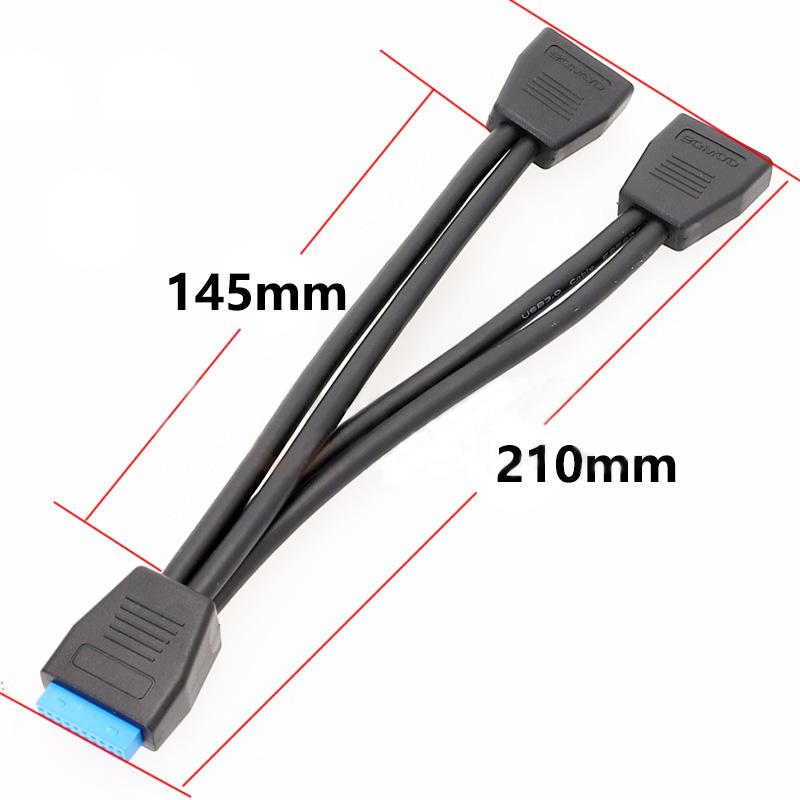 USB3.0 19Pin Y Cable Splitter 2 Ports USB Female to 20Pin Adapter for Motherboard Internal Connection PCIE to 20PIN Convert Wire